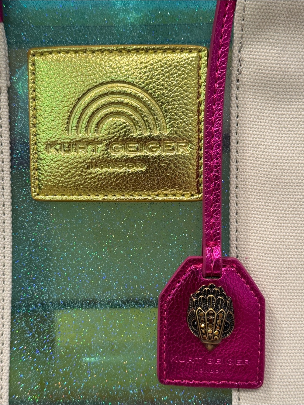 Kurt Geiger Bag Mini Southbank Vinyl Glitter Rainbow Translucent Tote Satchel - Picture 6 of 17